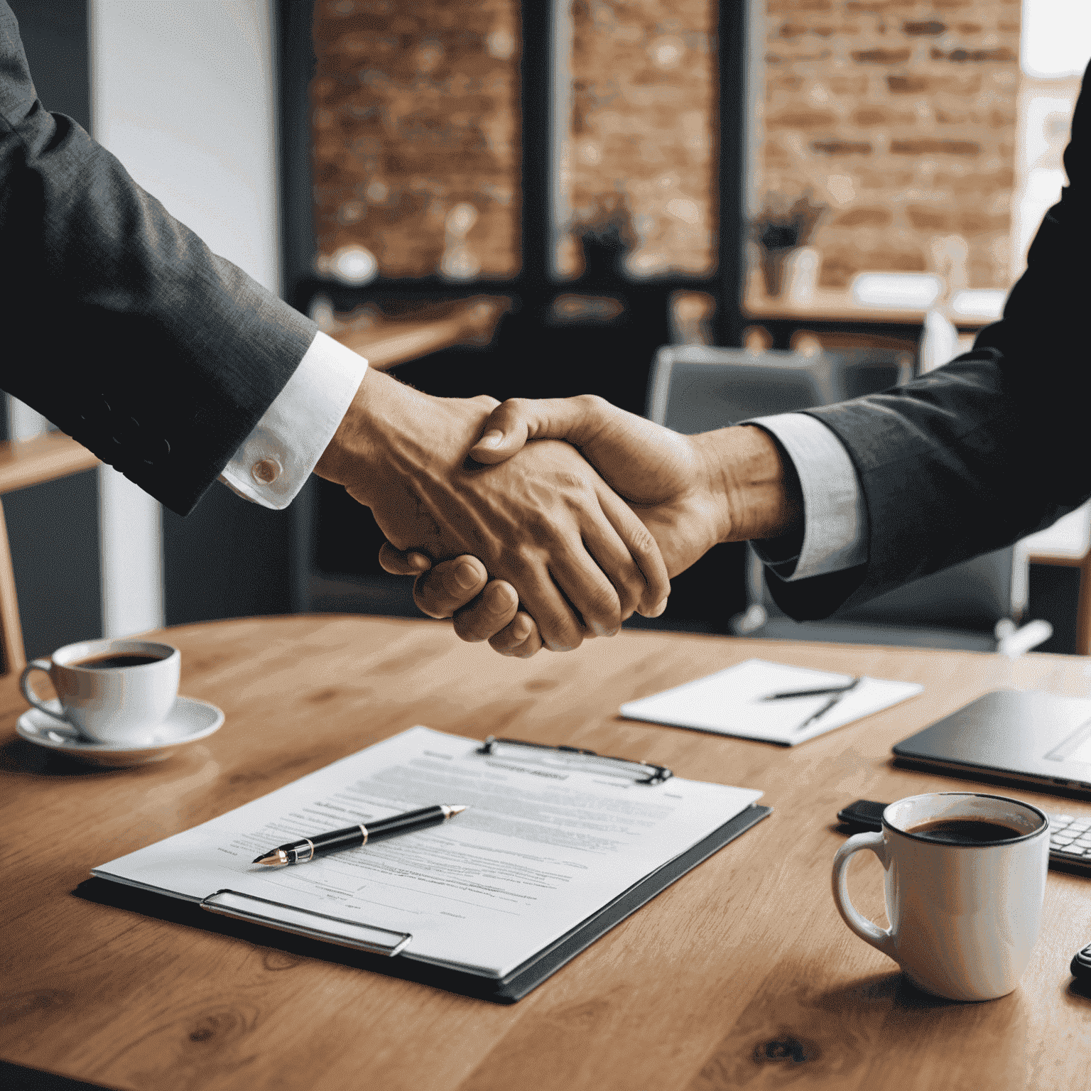 Handshake between business owner and marketing consultant